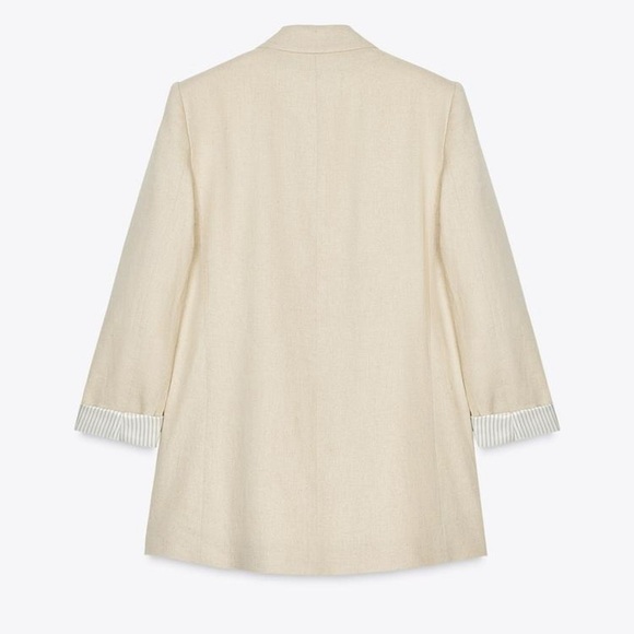 Zara Light Tan Linen Women's Oversized Blazer Size M - Picture 14 of 15